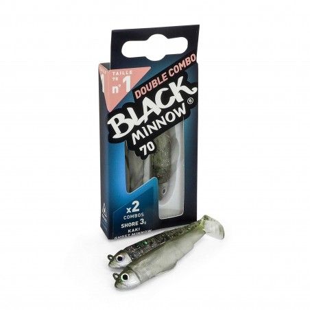 Leurre Mer Nage Réaliste Leurre Fiiish Black Minnow 7cm - 3G - Couleur Kaki Ghost Minnow - BM758 Double Combo Shore