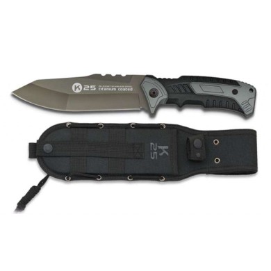 Cuchillo K25 Gris y Negro. Hoja: 14.2 cm