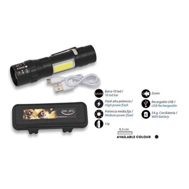 Linterna Recargable con Clip y cable Usb