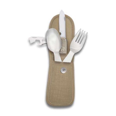 SET CUBIERTOS CAMPING CON FUNDA