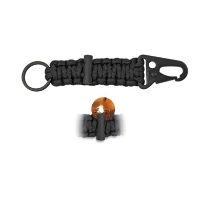 mini Mosquetón con paracord negro