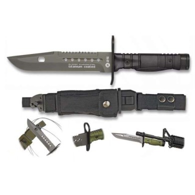 cuchillo K25 negro. Bayoneta. 17.8
