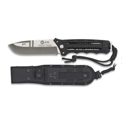 cuchillo K25 encordado negro. tit. h: 11