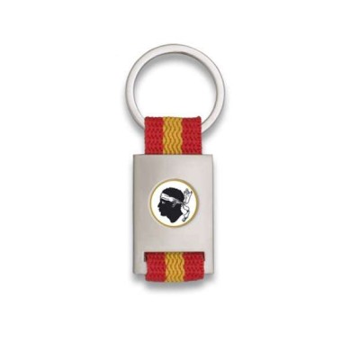 Llavero rectangulo plata + cinta bandera