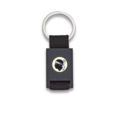 Llavero rectangulo negro + cinta negra