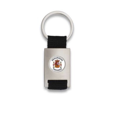 Llavero rectangular plata + cinta negra