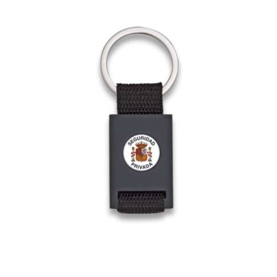 Llavero rectangulo negro + cinta negra
