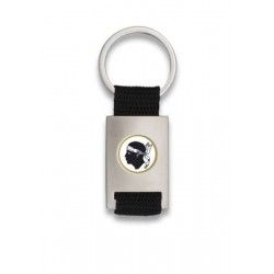 Llavero rectangulo plata + cinta negra