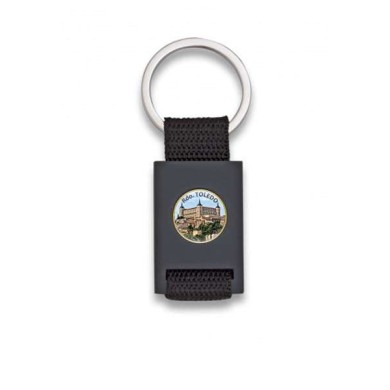 llavero rectangulo negro + cinta negra