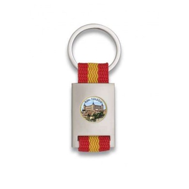 Llavero rectangulo plata + cinta bandera