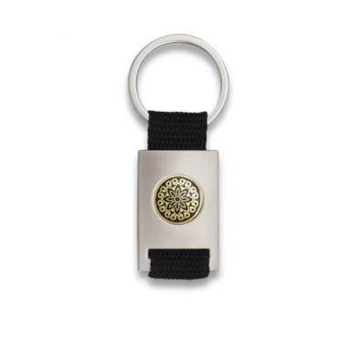Llavero rectangulo plata + cinta negra