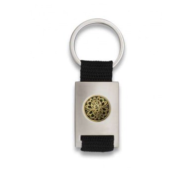 Llavero rectangulo plata + cinta negra