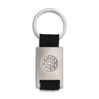 Llavero rectangulo plata + cinta negra