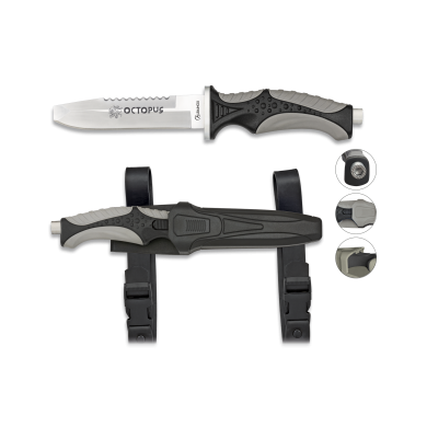 Cuchillo Submarinismo Negro OCTOPUS.