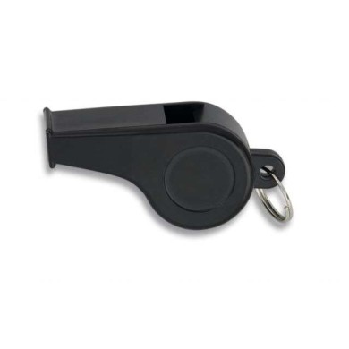 Silbato plástico NEGRO, con anilla. 5 cm