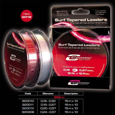 SURF TAPERED LEADERS 15X10-0.20 RED 265M