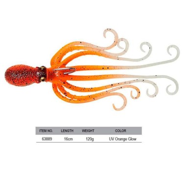 SAVAGE GEAR 3D OCTOPUS 185G 20CM UV ORANGE GLOW