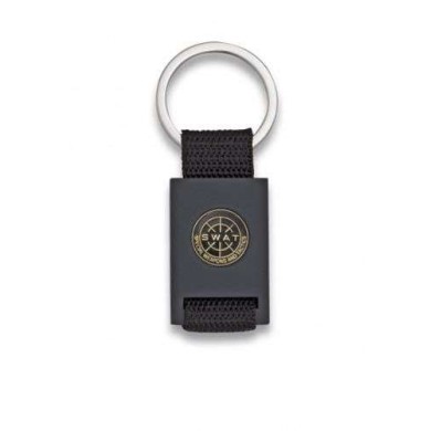 Llavero rectangulo negro + cinta negra
