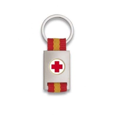 Llavero rectangulo plata + cinta bandera