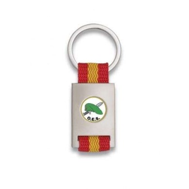 Llavero rectangulo plata + cinta bandera