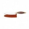 CUCHILLO + FUNDA CUERO MADERA HOJA:15