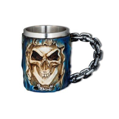 TAZA RESINA CALAVERA CADENA