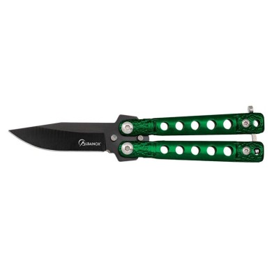 NAVAJA ABANICO HOJA NEGRA CACHA VERDE5,3CM