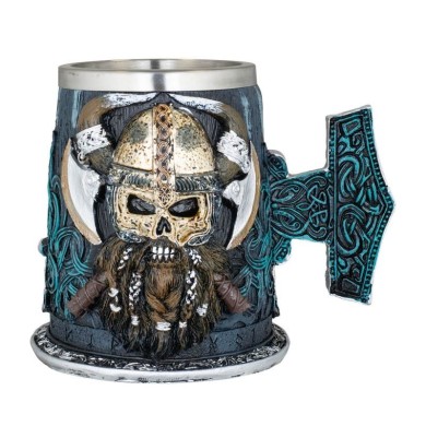TAZA XXL RESINA ORNAMENTO DEATH VIKING TOLE10