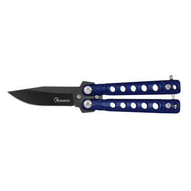 ABANICO HOJA NEGRA CACHA AZUL 5.3CM