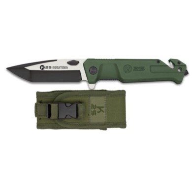 Navaja K25 Verde Militar Hoja 9 cm con Funda MOLLE