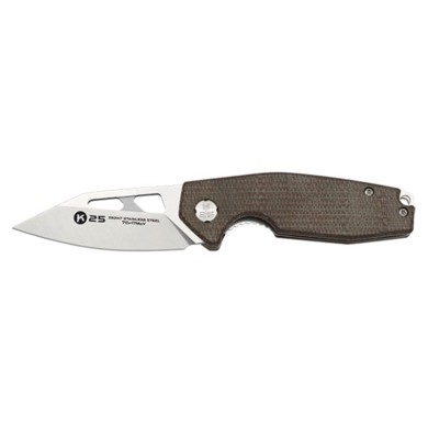Navaja táctica K25 acero 7Cr17MoV mango Micarta color caramelo