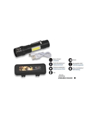 Linterna Recargable con Clip y cable Usb