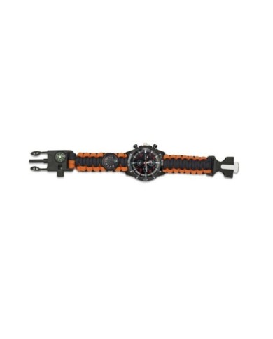 Reloj con paracord . brujula pedernal